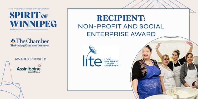 LITE receives the 2022 Spirit of Winnipeg, Non-Profit and Social Enterprise award